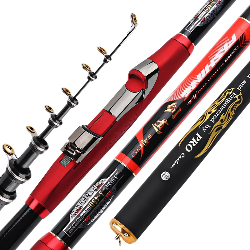 

3# Rock Fishing Rod Portable Rotary Fishing Olta 3.6M 4.5M 5.4M 6.3M Fishing Peche Tough Carbon M Power Telescopic Vara De Pesca