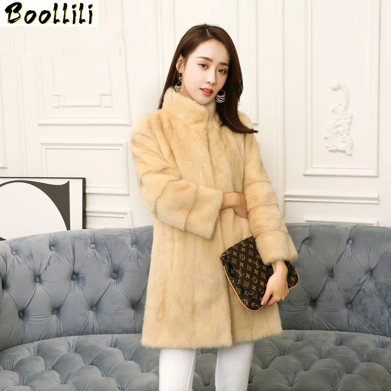 

Real Boollili 2023 Mink Fur Coat Female Luxury Long Jackets Winter Jacket Women Natural Full Pelt Fur Coats Chaqueta Mujer