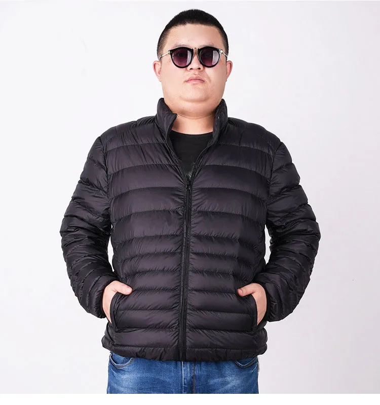 Large size thin and light hooded men\'s down jacket large size coat man puffer plus size winter jacket men 9XL 12XL 11XL 10XL