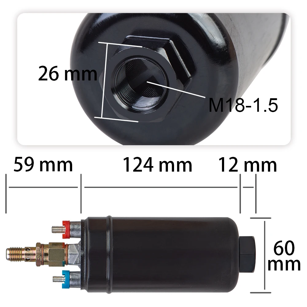 Встроенный внешний топливный насос EFI 400LPH 0580254044 0580 254 044 E85, совместимый с этанолом