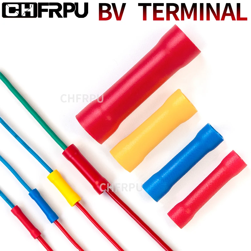 

10Pieces BV1.25 BV2 BV5.5 Insulated Straight Wire Butt Connector Electrical Crimp Terminals Quick Crimping