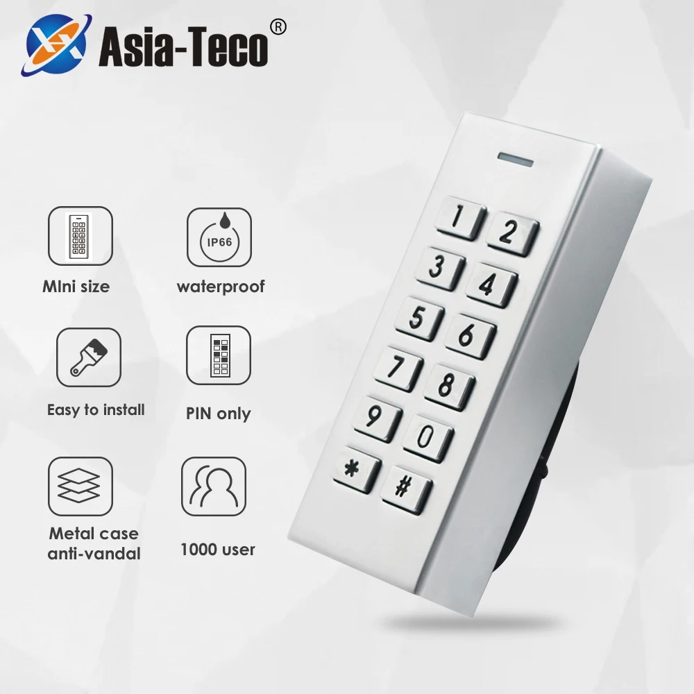 

Waterproof IP66 Mini Size Pin Only Door Lock standalone Access Controller Keypad Password Door Entry 1000 users