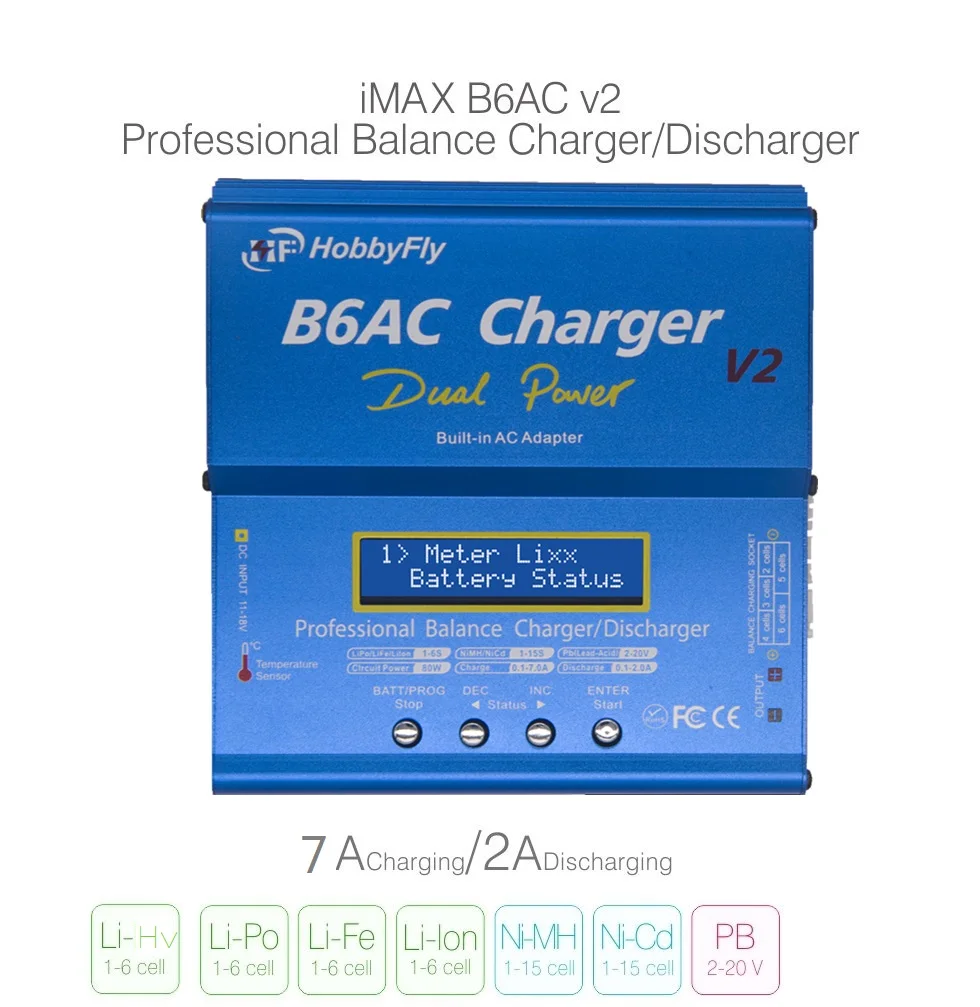 2021 New 80W IMAX B6AC V2 Smart Digital Balance Charger For RC Helicopter Re-Peak NiMH NiCD LiHV NiCd PB Li-Ion Battery Charger