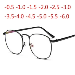 Diopter SPH 0 -0.5 -1 -1.5 -2 -2.5 -3 -3.5 -4 -4.5 Finished myopia glasses Oversize Metal Frame prescription glasses