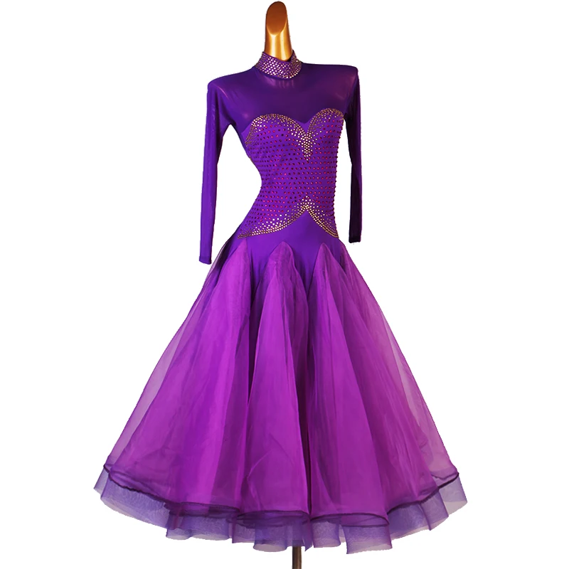 standard ballroom dress purple Women Waltz Ballroom Dress ballroom dress competition mq288