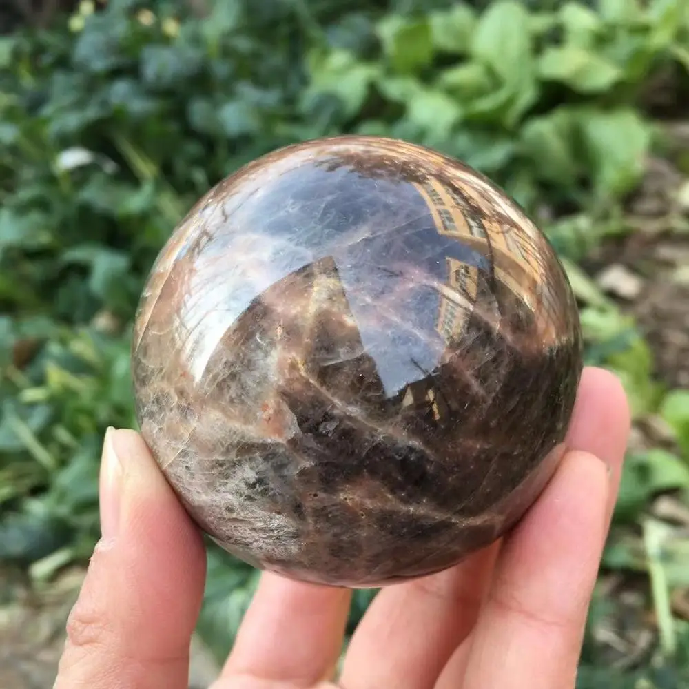 

Natural black moonstone sphere quartz mineral crystals gemstones ball reiki healing fine home decoration