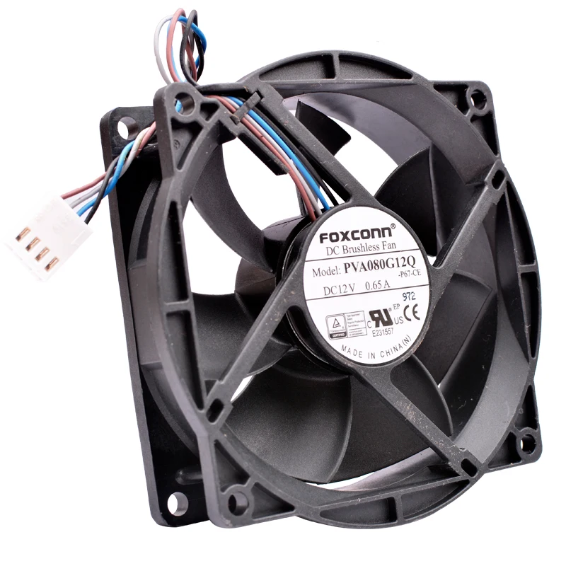 PVA080G12Q 8cm 8025 80mm fan 80x80x25mm DC12V 0.65A 4 lines chassis CPU gale cooling fan