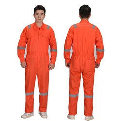 100%cotton Work Overall Jumpsuit Orange Safety Reflective Protective Work Clothing Auto Repair Workshop Sailor Porter Coveralls