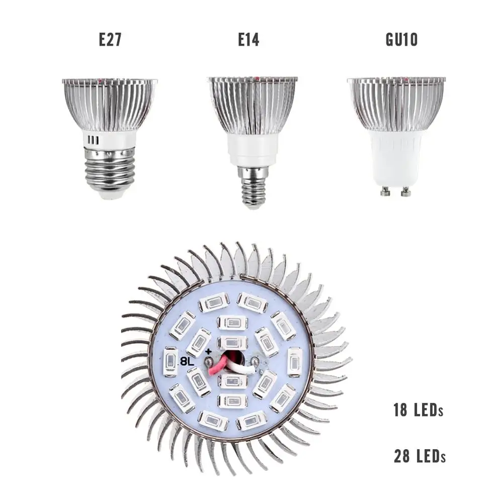 Full Spectrum CFL LED Grow Light Lampada E27 E14 MR16 GU10 IR UV Indoor Plant Lamp Flowering Hydroponics System Garden 110V 220V