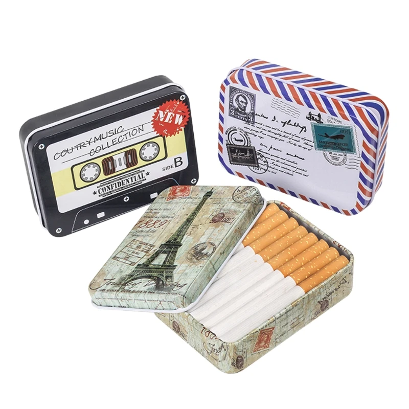 Mini Portable Storage Box Printed Metal Cigarette Case for First Aid Survival Kits Storage Moisture-proof Small