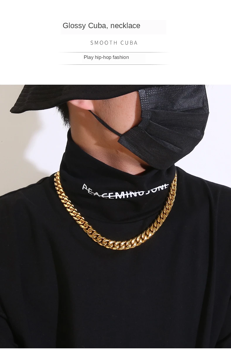 Fashion European and American hipster punk Cuban necklace hip hop man hip rough chain rap accessories women do not fade