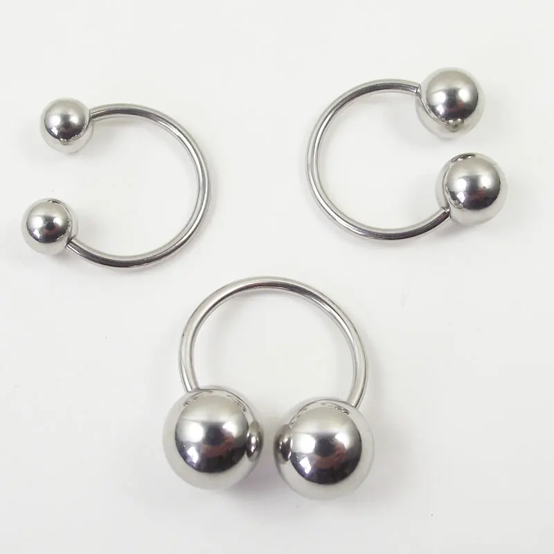 2mm Bar Stainless Steel Barbell Horseshoe Ring