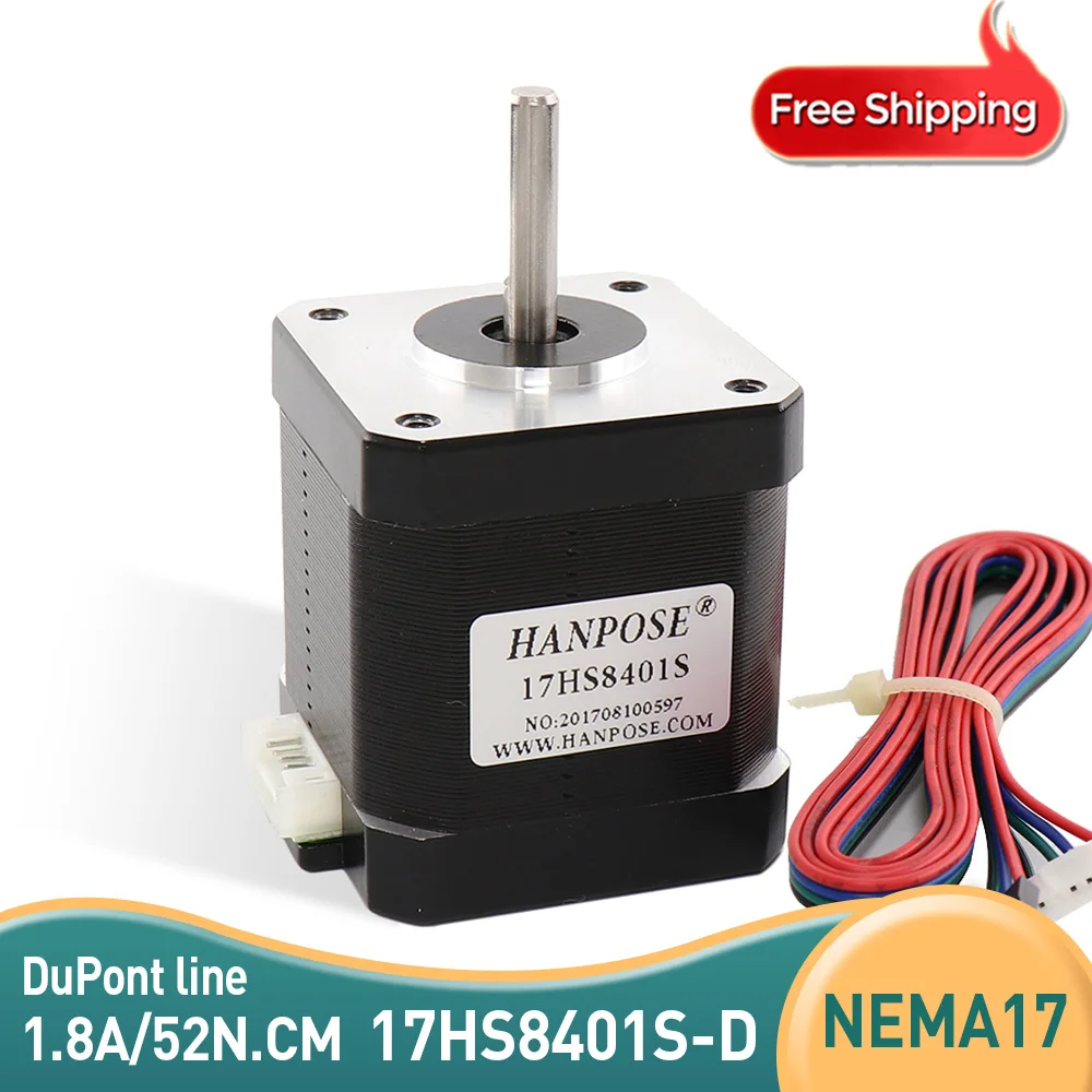 

4-Lead Nema17 Stepper Motor H48mm 78Oz-in 1.8A 17HS8401S-D 2 Phase 1.8 Degrees For 3D Printer With DuPont Line