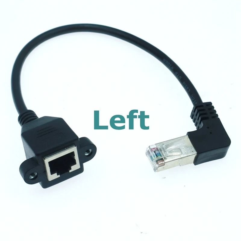 High Quality 90 Degree 8P8C FTP STP UTP Cat5 RJ45 Male to Female With Screw LAN Ethernet Computer Network Extension Cable