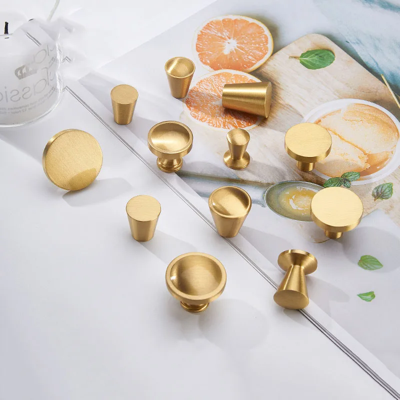 Modern Simple Solid Brass Cabinet Knobs Furniture Wardrobe Handle Kitchen Copper Pulls Doorknob