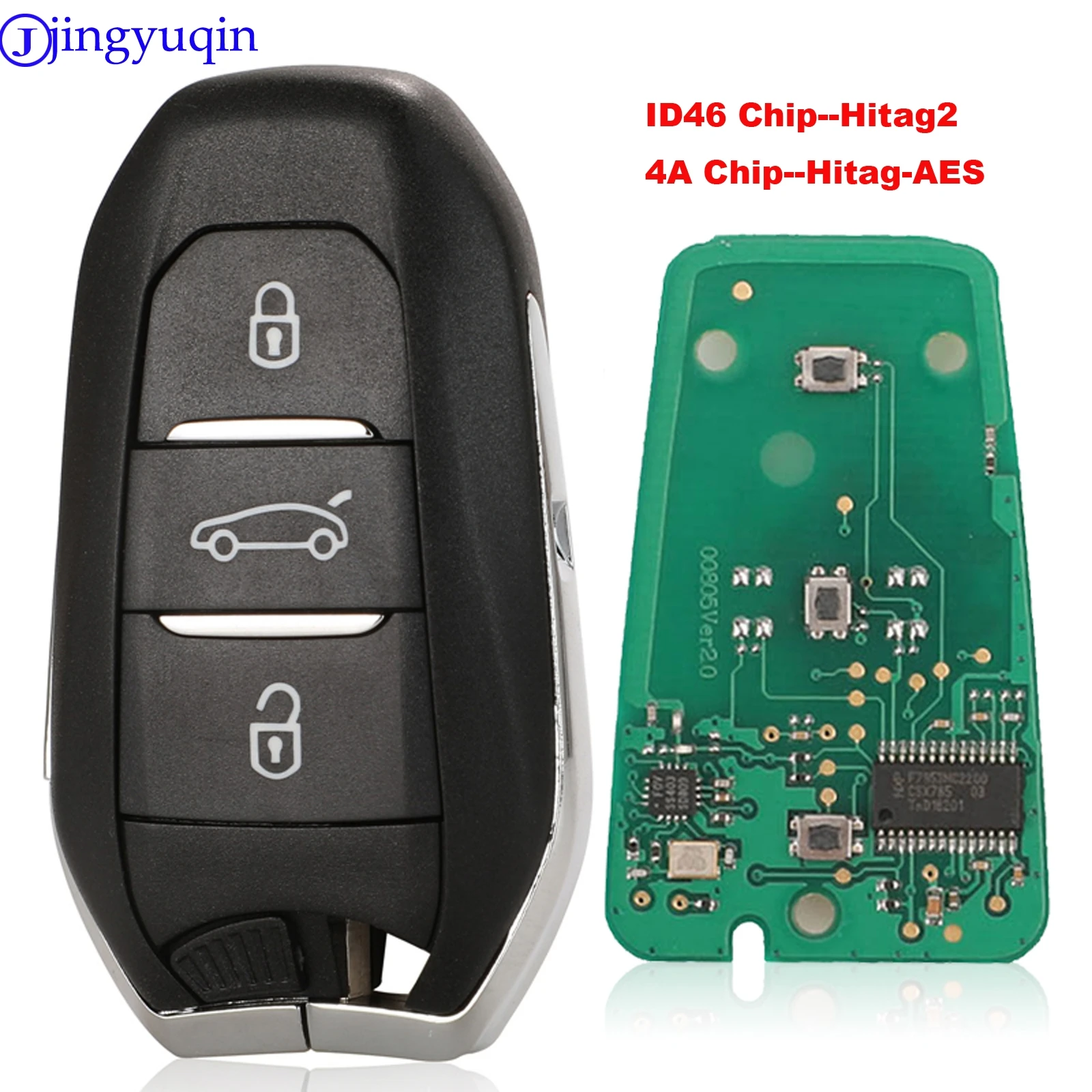 jinyuqin Smart Keyless Go Remote Key 3 Buttons 433MHz 4A PCF7945 ID46 Chip For Peugeot 308 408 508 5008 Emergency key HU83/VA2