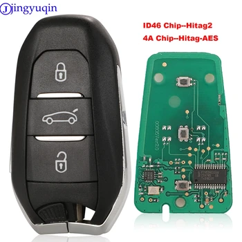 Jinyuqin Smart Keyless Go Afstandsbediening Sleutel 3 Knoppen 433 MHz 4A PCF7945 ID46 Chip Voor Peugeot 308 408 508 5008 noodsleutel HU83/VA2