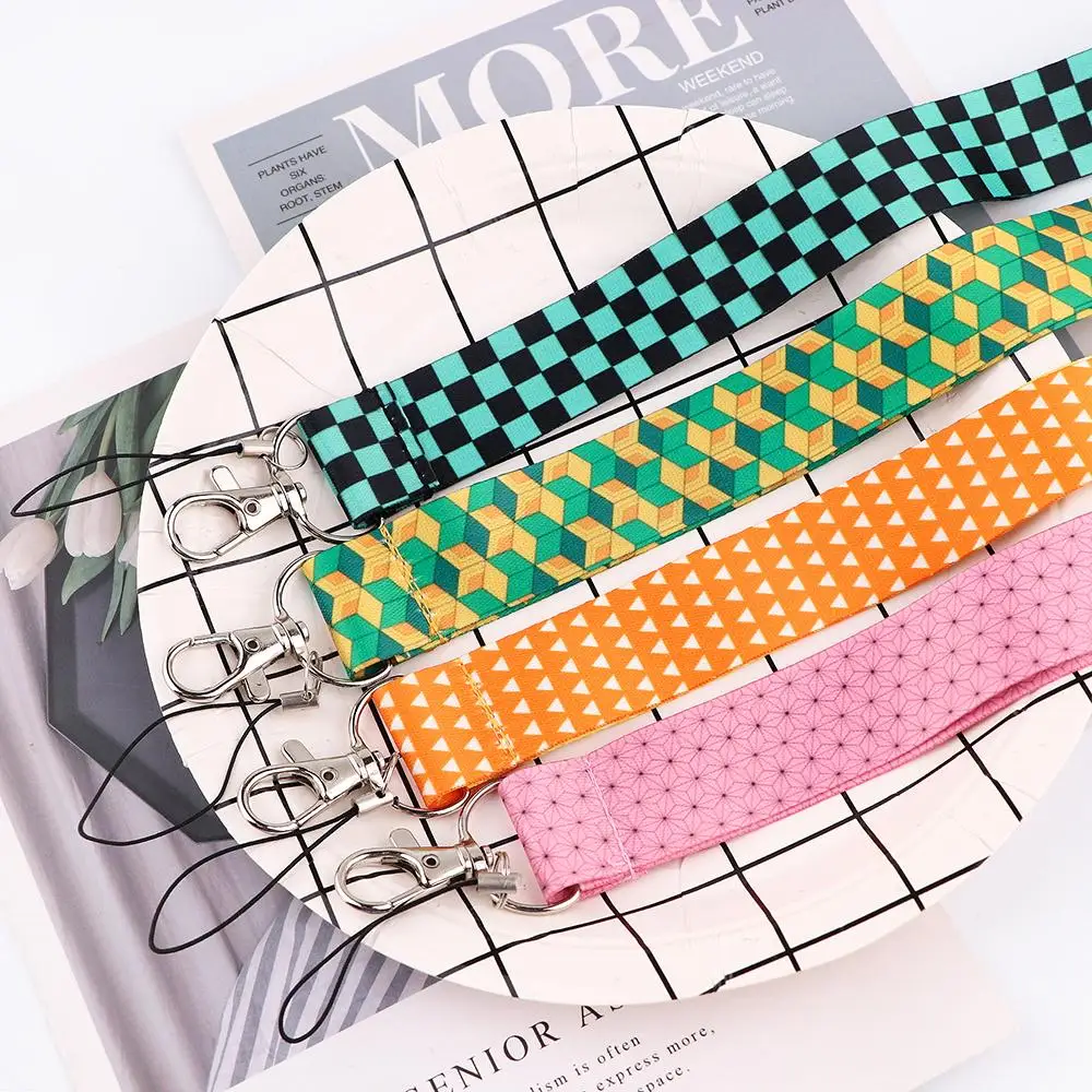 Flyingbee-チェック柄の吊りロープストラップ、バッジッドストラップ、携帯電話ロープ、ネックストラップ、キーアクセサリー、x2208