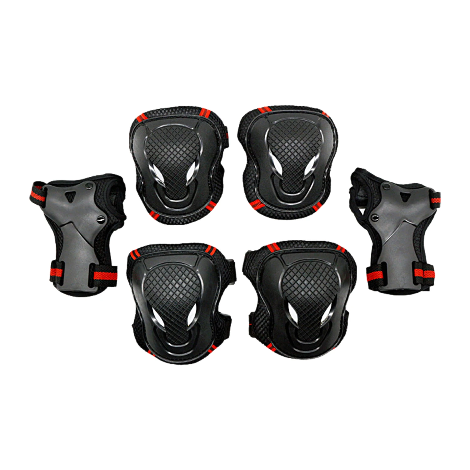 6 pcs 3 Size Red Alien Riding Protective Gears Knee Elbow Wrist Pads for Bicycle Roller Skating Electric Scooter Outdoor Sports