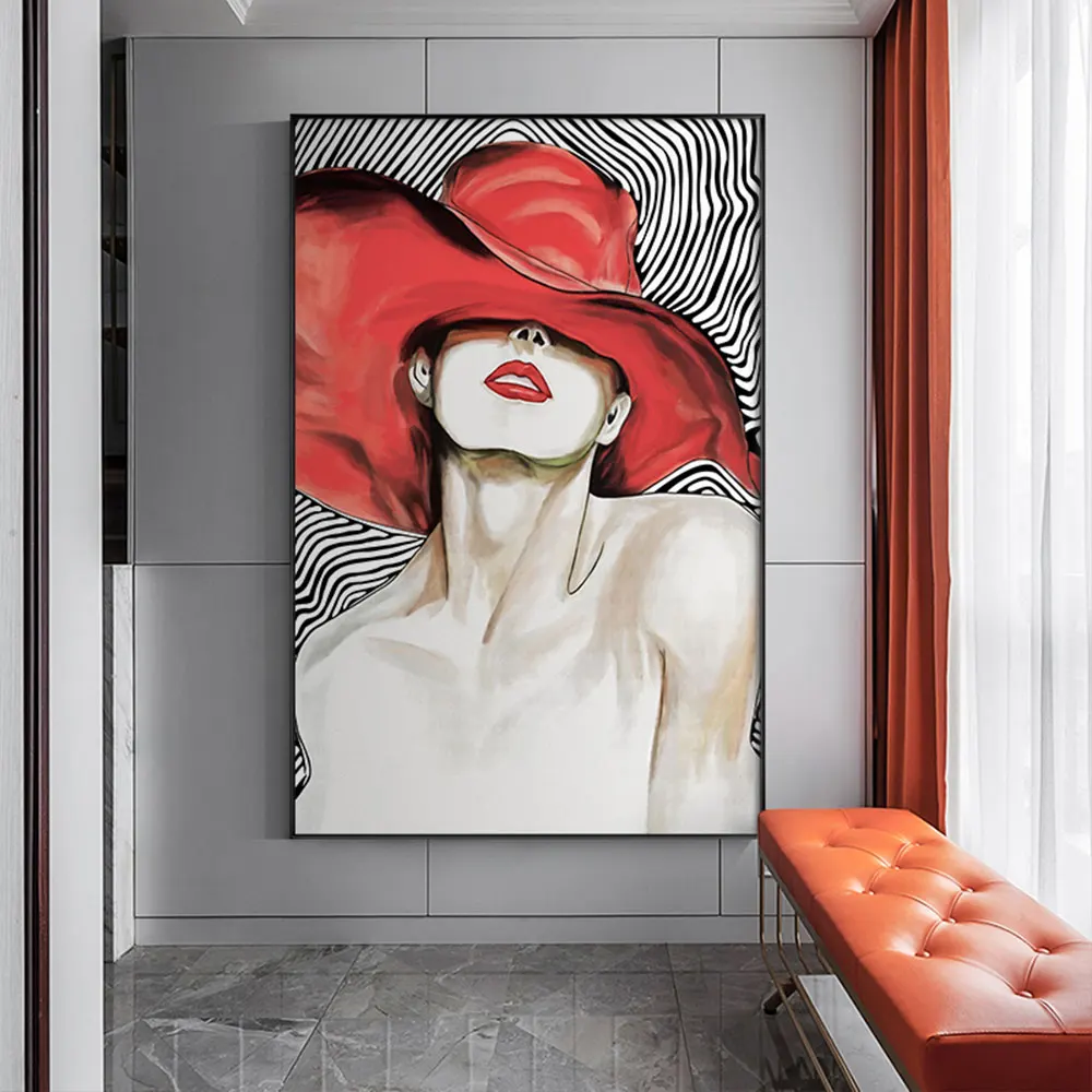 

Abstract Portrait Ideas Wall Art Hand painted Oil Painting On Canvas Modern Elegant Smoke Woman Oil Painting for Home Wall Decor