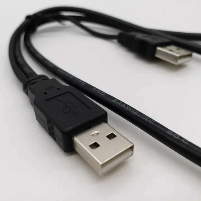 USB 2.0 HDD كابل يو إس بي إلى miniUSB USB إلى V3 لأجهزة القرص الصلب مزدوج USB إلى V3 كابل يو إس بي 2.0 إلى T شكل كابل أسود USB القرص الصلب