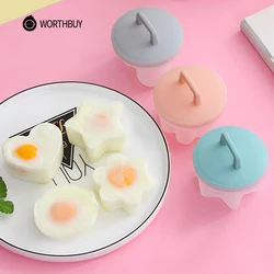 WORTHBUY 4 Pcs/Set Cute Egg Cooker Tools With Brush Plastic Egg Boiler Poacher For Kid Baking Egg Mold Maker Kitchen Accessories