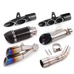Exhaust Pipe System Motorcycle Benelli 502C Modified Mufflers And Middle Link Pipe Carbon Fiber Tip Inlet 51mm Universal Slip on