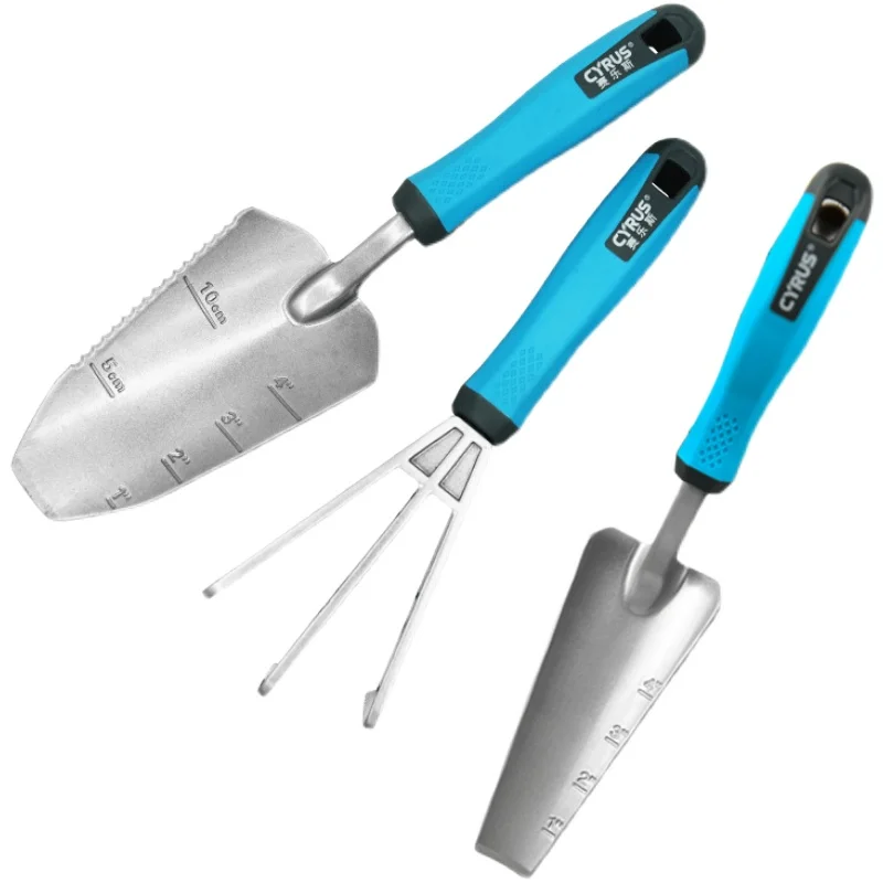 

Garden Tools Set Aluminum Alloy Three-Piece Suit Cultivating Planting Trowel Cultivator Shovels Spades Transplanter