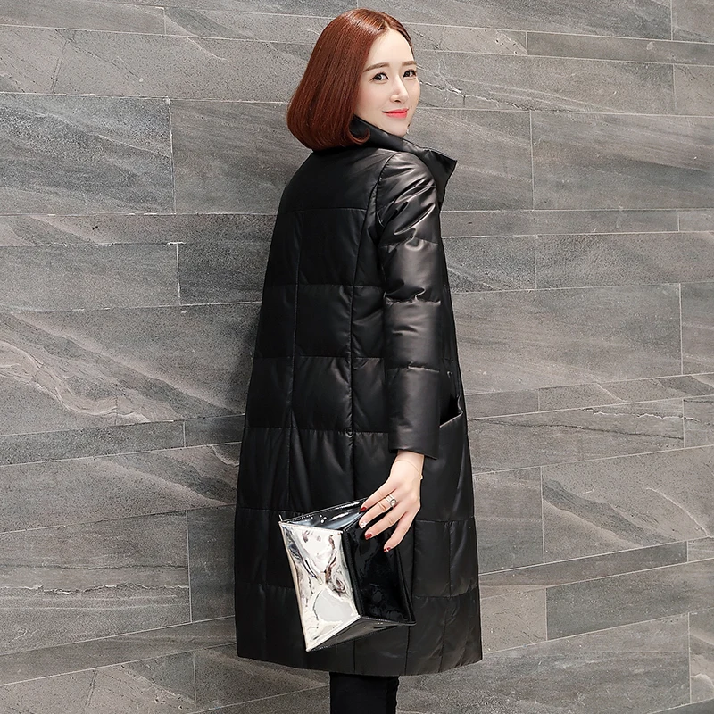 Winter Sheepskin Coat Long Down Coats Genuine Leather Jacket Women Warm Doudoune Femme Hiver KJ1512