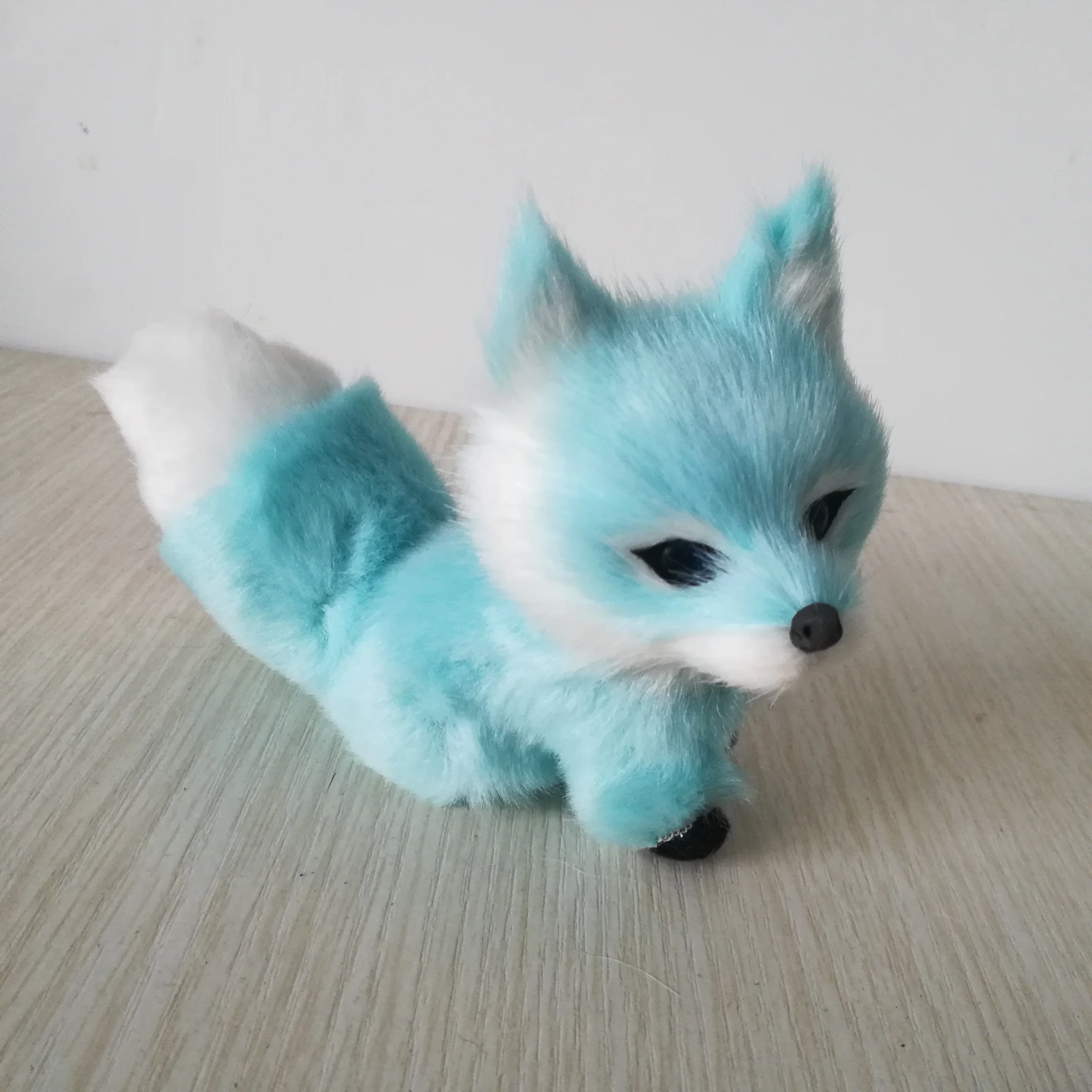 simulation fox mini 12x9cm hard model polyethylene&furs blue fox handicraft home decoration gift b0162