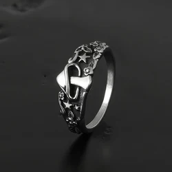 316LStainless steel Wild Mushroom Star Flower Pattern Rings for Men and Women Statement Couple Ring Nightclub Biker Ring Gift