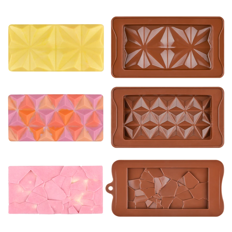 Valentine\'s Day Rose Flower Chocolate Bar Mold Cake Silicone Cookie Cupcake Molds Soap Mould DIY Rectangle Square Chocolate mold