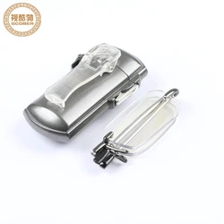 Portable Mini Folding Frameless Reading Glasses Men Adjustable Temples Eyeglass With Case Belt Clip Presbyopic Glasses Women