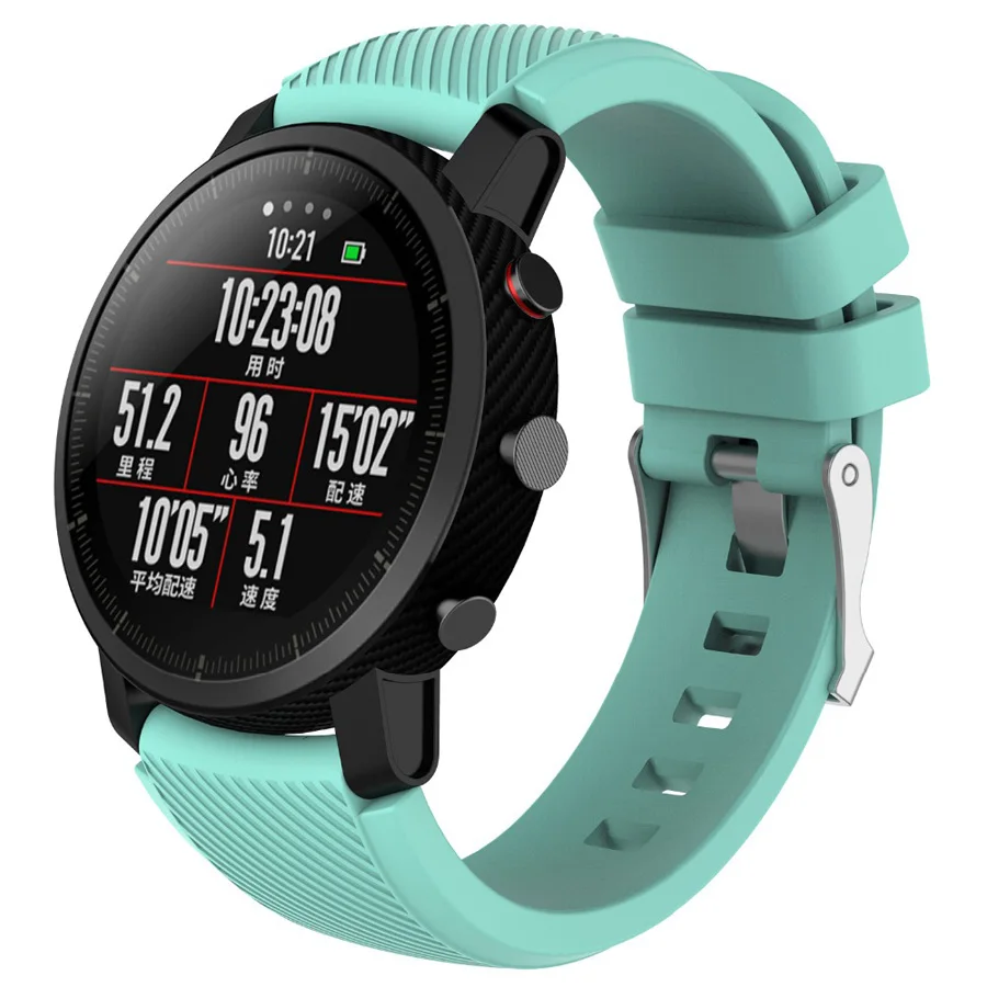 22mm sport Silicone watch strap for Xiaomi Amazfit Pace Stratos 2 2s Smart watch Accessory replacement bracelet strap Black Man