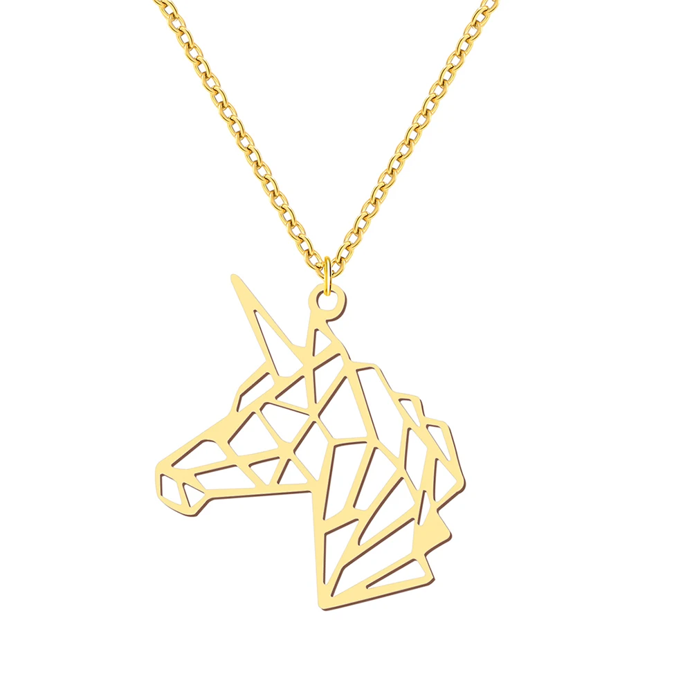 Stainless Steel Necklaces Line Unicorn Hollow Pendant Charm Chain Fine Choker Aesthetic Fashion Necklace For Women Jewelry Gifts