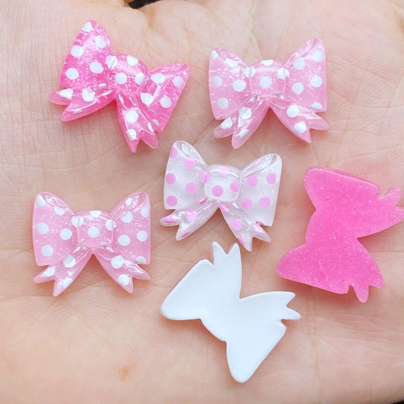 20Pcs Resin Lovely Mixed Mini Bow Flatback Cabochon Scrapbook Kawaii DIY Embellishments Accessories L24