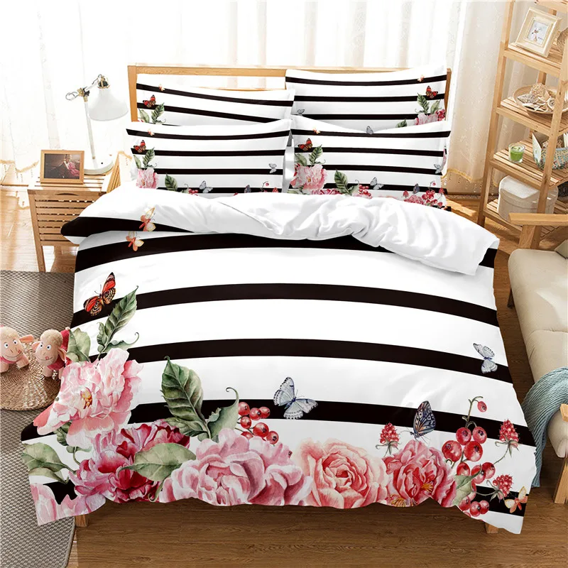 3d Flower Valentine\'s Day Wedding Bedding Set Luxurious Rose Heart Love Duvet Cover Queen Twin Size Pillowcase 2/3 Pcs Custom