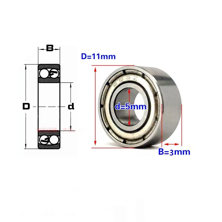 100 Stück/500 Stück 685ZZ W3 MR115ZZ/B3 618/5-2Z 5*11*3mm Miniatur-Rillenkugellager 685-2Z 5x11x3 mm Aero-Modell-Lager – Detail 1