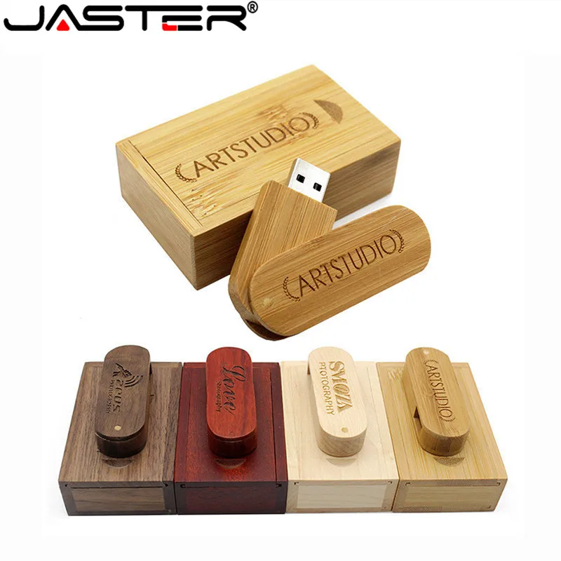 

JASTER photography wedding gift free custom logo laser engravingWooden USB2.0 + box Flash Drive pendrive 16GB 32GB 64GB 128GB