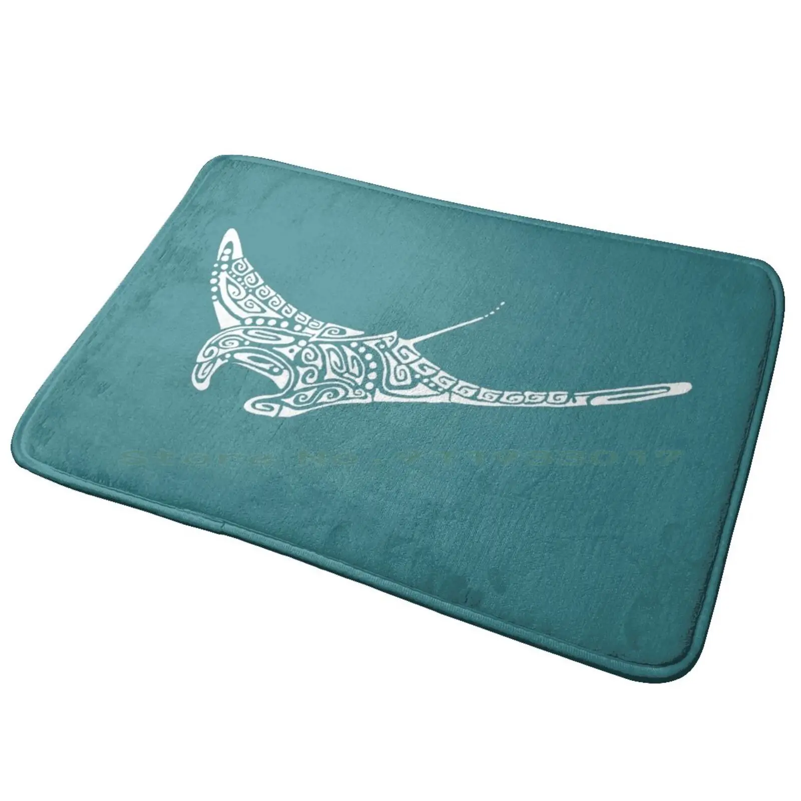 Manta Ray Tattoo White Background Turquoise Entrance Door Mat Bath Mat Rug Iranian 17th Century Jews Masterpiece Alexander