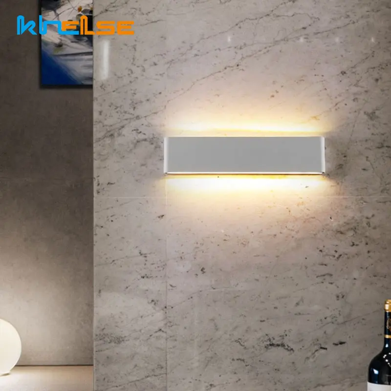 Lámpara led rectangular para exteriores, faro de luz de aluminio con tira arriba y abajo de 20W y 220V, resistente al agua IP65, luces para porche y