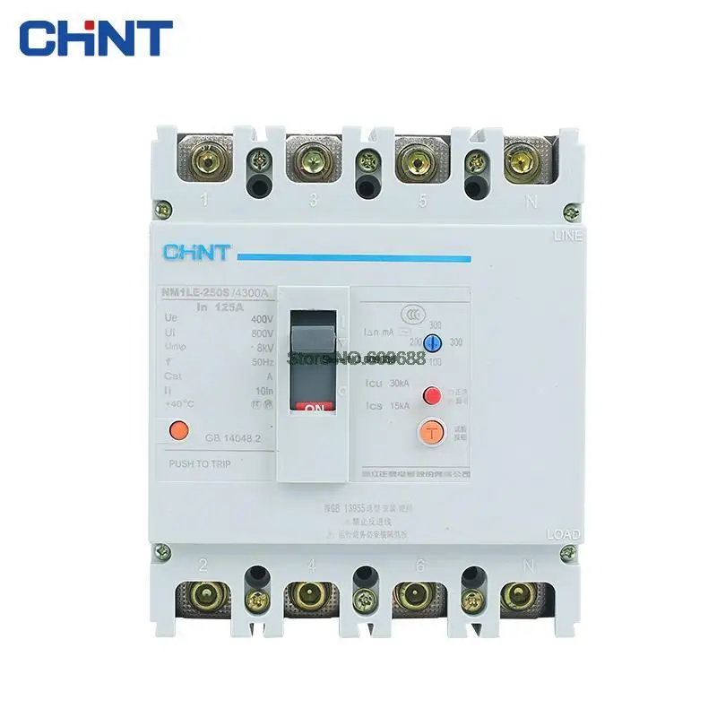 

CHNT NM1LE 160A 200A 225A 250A 3P 4P Leakage Moulded Case Circuit Breaker Air Switch Leakage Protector CHINT NM1LE-125S/4300A