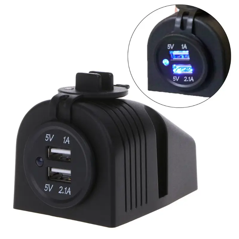 

12V 24V Dashboard Mount Dual USB Panel Charger Adapter For Car Boat Marine Drop Shipping