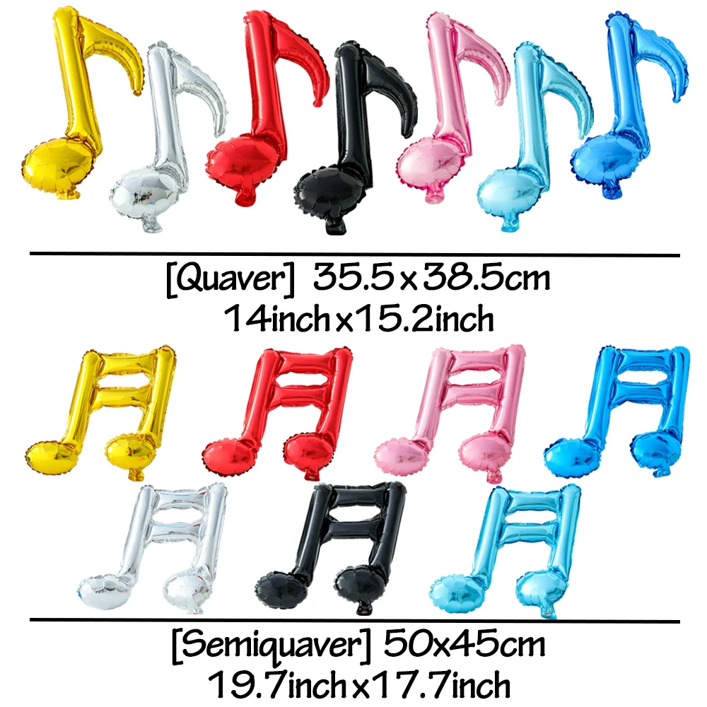 2Pcs/Pair Mix Musical Notes Balloons Quaver Shaped Balloons Birthday Party Decorations Music Theme Supplies Gifts Wedding Decors