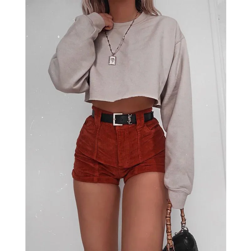 رداء علوي نسائي غير رسمي بأكمام طويلة من Hirgin تي شيرت نسائي ناعم من القطن برقبة دائرية ملابس صيف وخريف أنيقة دروبشيبينغ