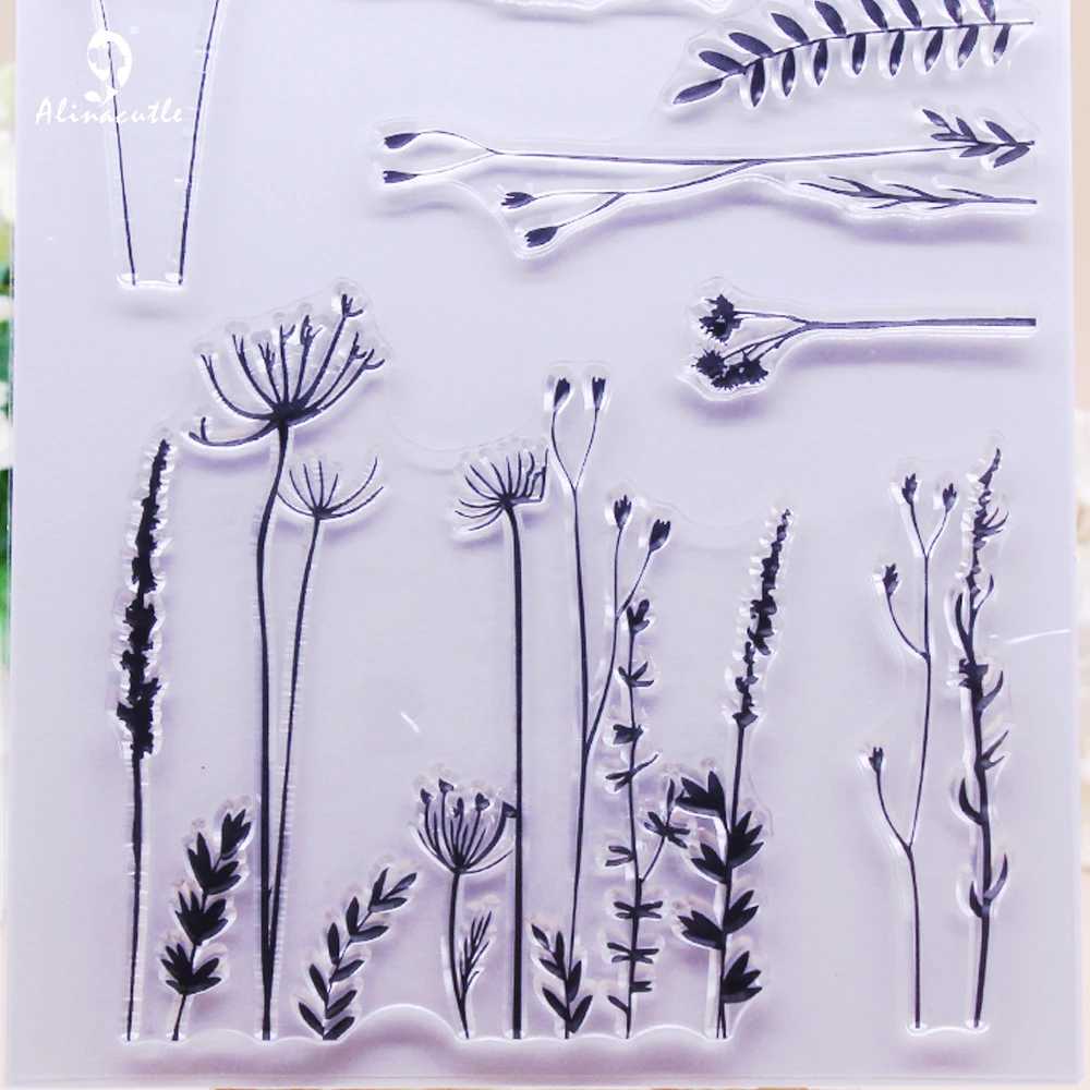 Alinacutle CLEAR STAMPS Jungle Plant Bush Floral Grass DIY Scrapbooking Card Paper Craft Rubber Roller Transparent Silicon Stamp