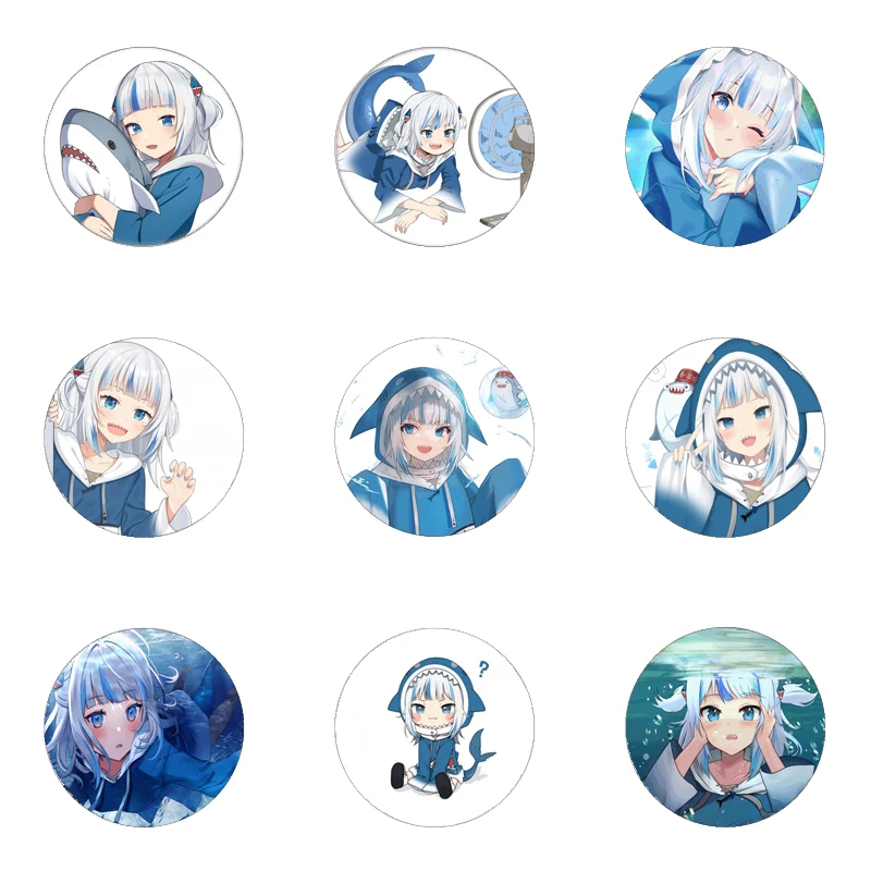 Hololive Youtuber Vtuber Animation Gawr Gura Brooch Pin Cartoon Virtual YouTuber Kizuna Badge Accessories Clothes Backpack