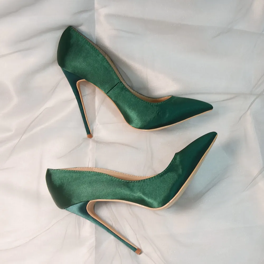 Veowalk Brand Silk Upper Women Sexy High Heels Elegant Lady Pointed Toe Party Pumps Woman Comfort Dress Shoes Customized Accept