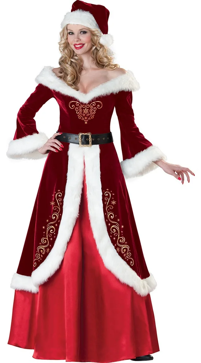 Christmas Santa Claus Costume Cosplay Santa Claus Clothes Fancy Dress In Christmas Men 7pcs/lot Costume Suit For Adults Hot