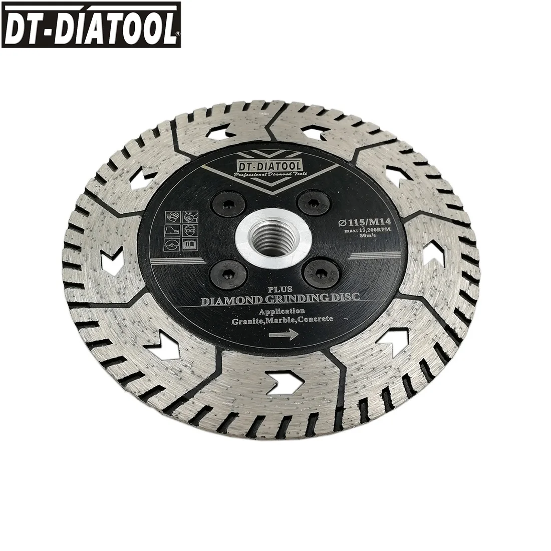 DT-DIATOOL 1pc M14 Dia 115mm/4.5“ Hot Pressed Diamond Grinding Cutting Disc Cut Grind Sharpen Granite Marble Concrete Saw Blade